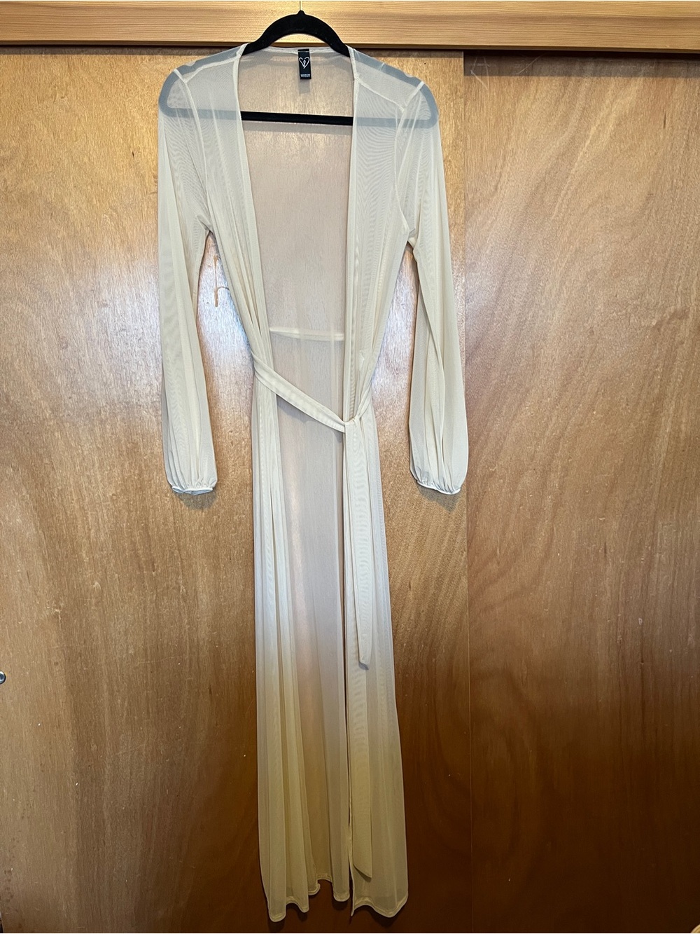 Sheer Long Sleeve Duster Robe - Cream